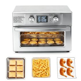 22-liter 1800-watt electric air fryer oven, equipped with 6 stainless steel heating elements, and capable of setting a temperature of 450Â°F.