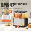Commercial Beverage Dispenser, 3 Tanks 12 L / 12.7 QT Per Tank Juice Dispenser