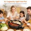 Dual-Flavor Electric Hot Pot 6L with Divider, 5 Temperature Control Non-Stick Shabu Shabu Pot