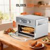 22-liter 1800-watt electric air fryer oven, equipped with 6 stainless steel heating elements, and capable of setting a temperature of 450Â°F.