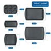 6 Piece Non-Stick Bakeware Sets, Easy for Release and Clean up, Carbon Steel, Gray