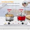 Cooking electric heating plate, 2-burner electric stove, 2000 watt portable electric stove, glass stove, easy to clean