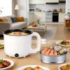 1.8L Electric Hot Pot with Ceramic Inner Liner, Dual Power 300W/600W Multi-Cooker with Steamer Rack, Auto Shut-Off Dry-Boil Protection