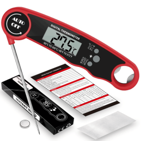 Digital Meat Thermometer with Probe - Waterproof;  Kitchen Instant Read Food Thermometer for Cooking;  Baking;  Liquids;  Candy;  Grilling BBQ & Air F (Color: Red)