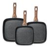 Nonstick Frying Pan Skillet Set, 3 Piece Square Grill Pans with Stay Cool Handle & PFOA Free, Compatible with All Stovetops(9.5" 10" 11")