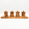 Premium Olive Wood Canister Set with Carved Storage Base - Elegant Countertop Kitchen Organizers for Spices, Tea, Coffee